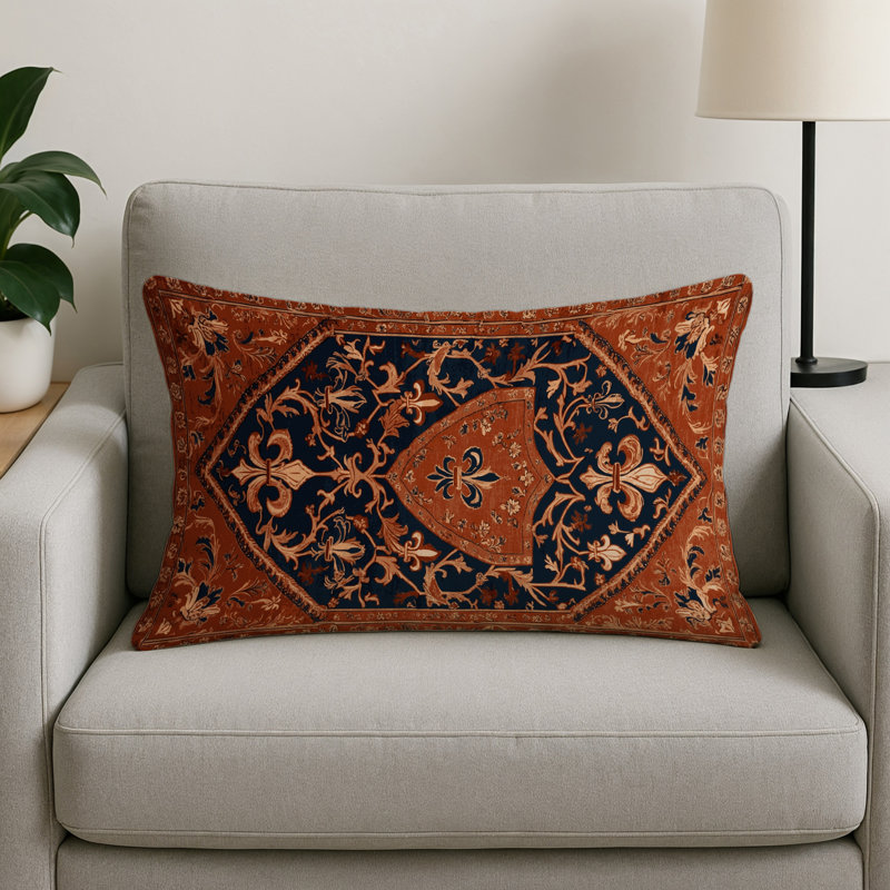 Coussin décoratif à carreaux brun intérieur et extérieur, Toile brune 4, Rectangle H 25 po x l 18 po