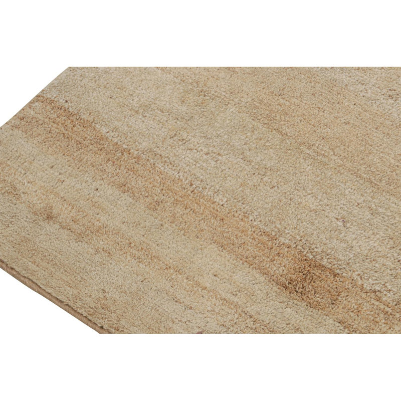 Textural Hand Knotted Wool Striped Area Rug, Runner 3' x 12'