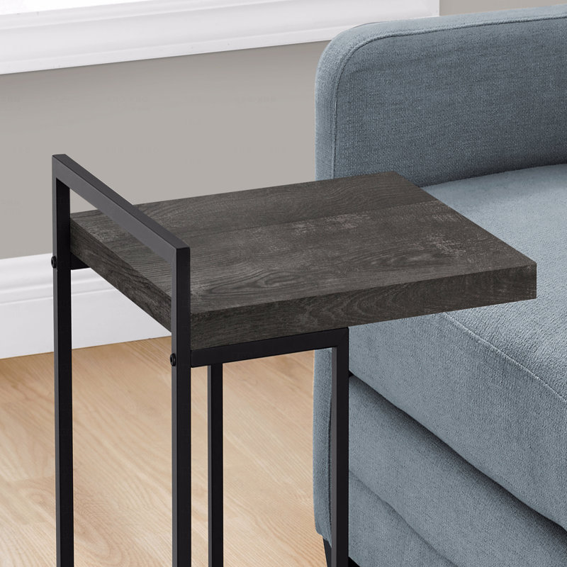 Table d'appoint, en forme de C, bout, côté, collation, stratifié, métal, contemporain, moderne, Noir, Noir