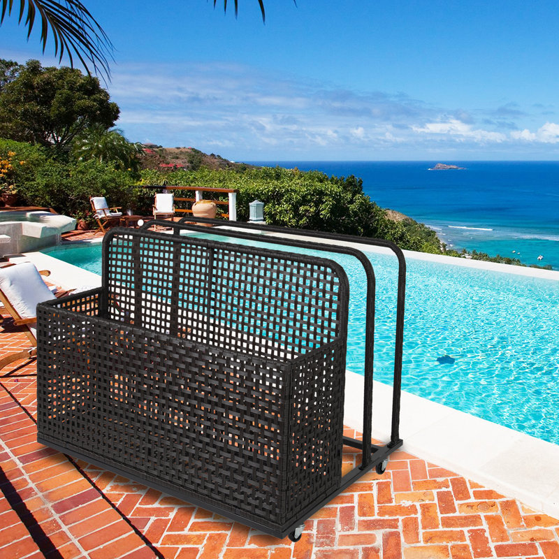 Rangement flottant pour piscine en osier de 39 pouces pour l'extérieur, Noir