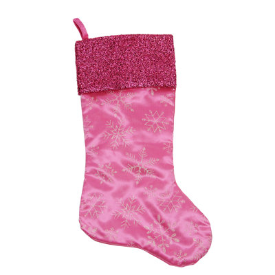 Chaussette de Noël 20 "à flocons de neige scintillants irisés avec manchette métallique