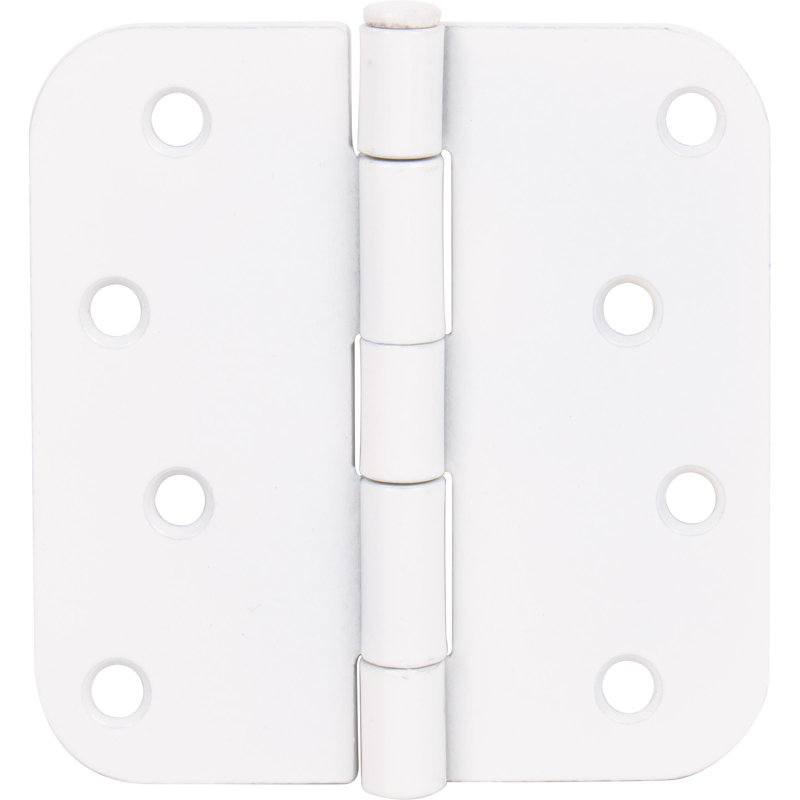 Charnières de porte de 4 po, coin de rayon de 5/8 po, White