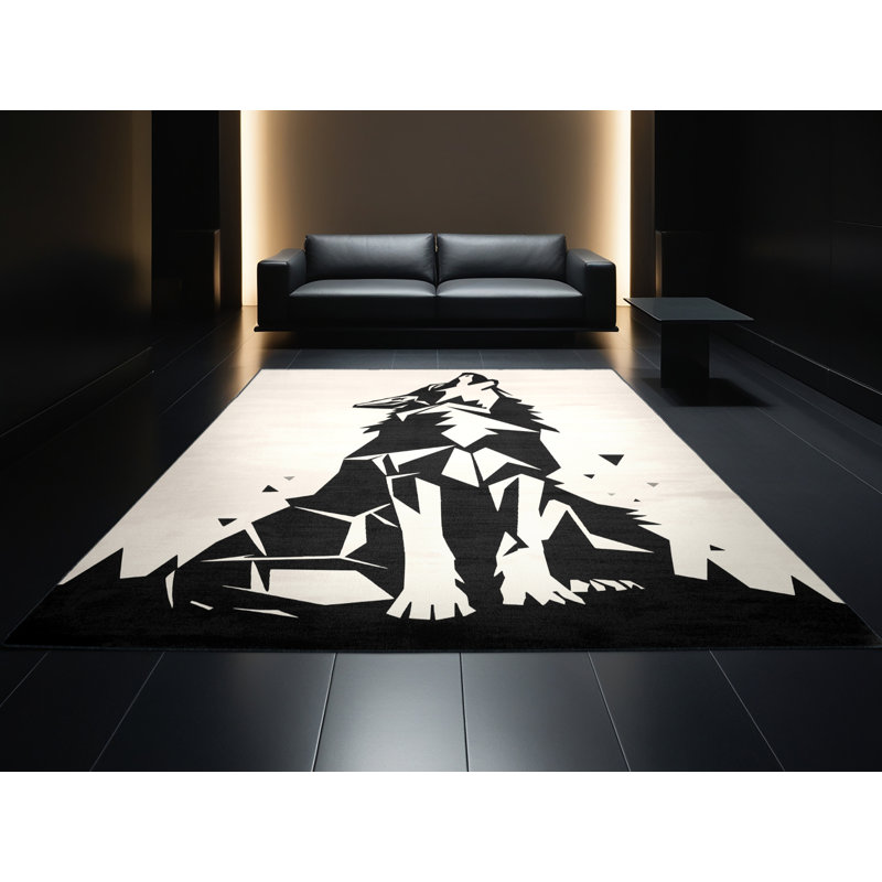 Tapis beige géométrique moderne lavable à la machine Osazee Coyote, 2 x 3