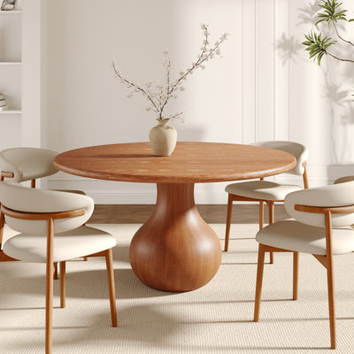 Otelia Farmhouse Solid Wood Round Dining Table Mid-Century Modern Kitchen Table For 4/6/8/10