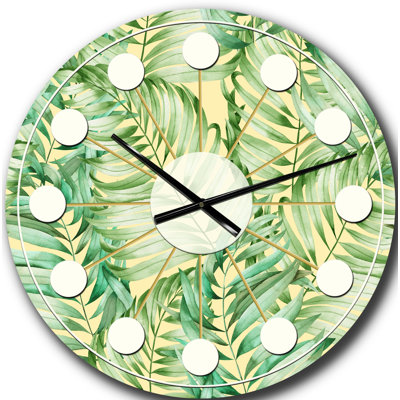 Tropical Retro Foliage - Mid-Century Modern wall clock