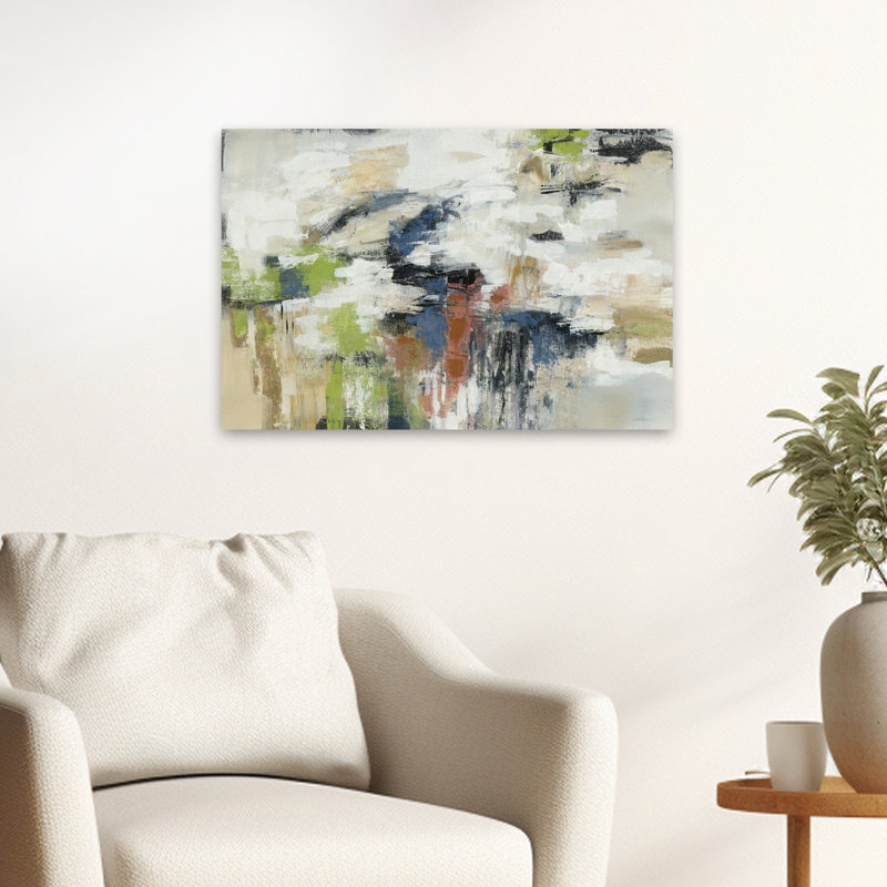 Highline View - Abstrait beige noir bleu, H 24 po x l 16 po