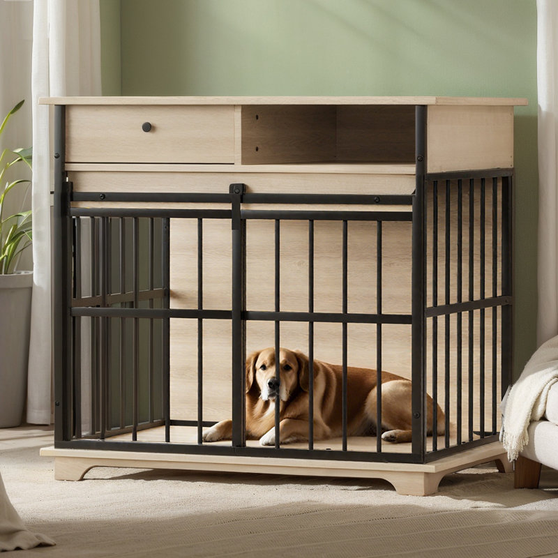 Table d'appoint en bois pour caisse de chien avec plateau et tiroirs