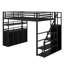 Lit mezzanine double en métal avec escalier de rangement et garde-robe-1578984561