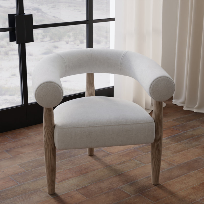 Fauteuil large de 29 po Binu, Mélange de polyester crème