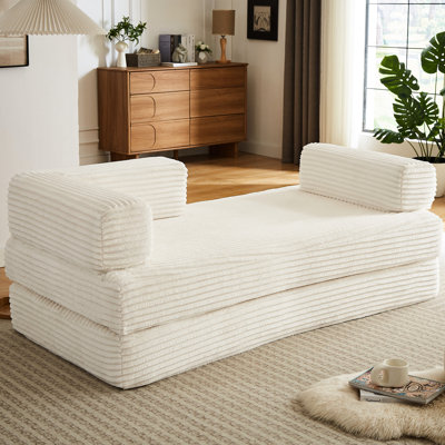 2 places nu désossées, moderne, modulaire, surdimensionné, velours côtelé, beige, sans assemblage, pour un siège reposant, désossées, modulaires et confortables