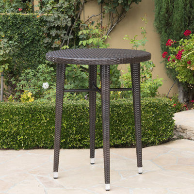 Table de bar ronde exquise - toutes saisons et fer, 41 po de hauteur, 32,5 po de largeur, 33,58 po de profondeur, table d'extérieur multi-abat-jour brune, composant en fer toutes saisons, H W L, Mark