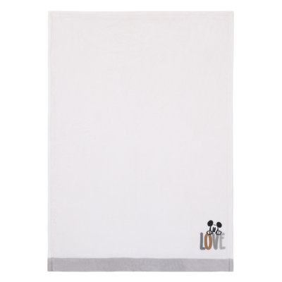 Couverture pour bébé super douce Disney Mickey Mouse Love Mickey - blanc, gris et brun clair