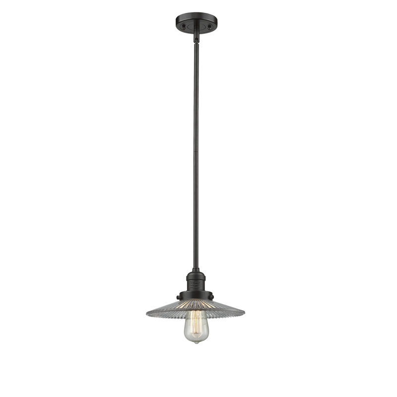 Luminaire suspendu conique à 1 lumière Gault, Bronze huilé, Transparent, Pas de DEL