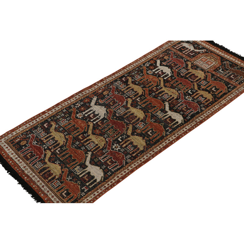 Burano Hand Knotted Wool Animal Print Area Rug, Runner 3' x 12'