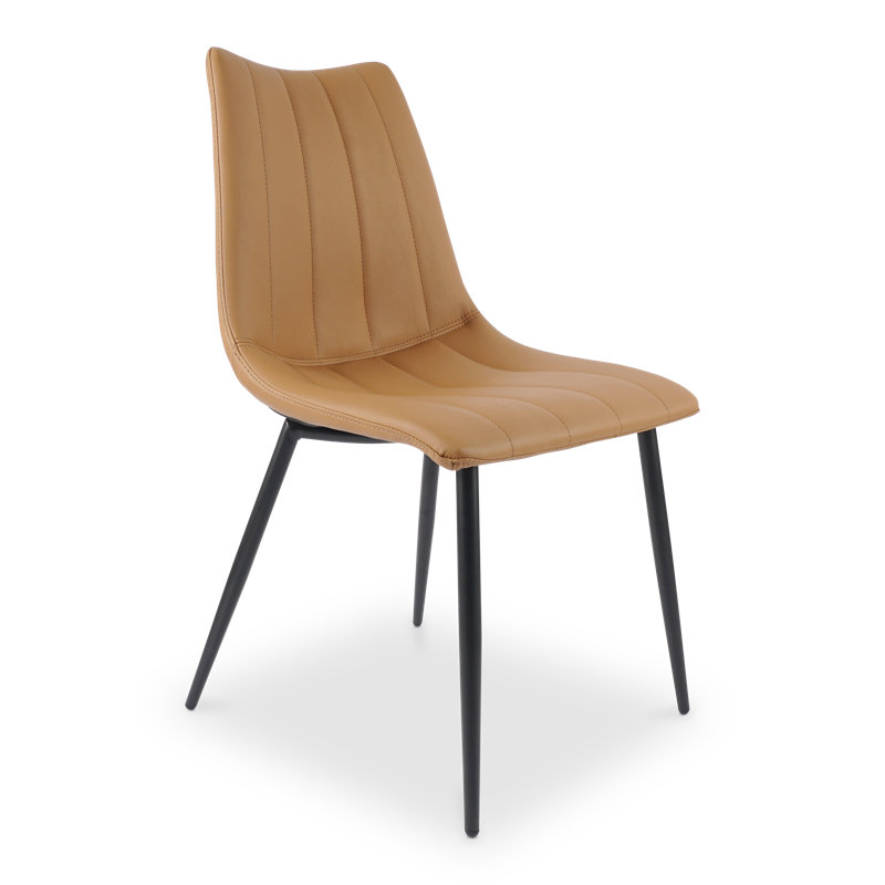 Finnigan Upholstered Dining Chair, Brown Faux Leather