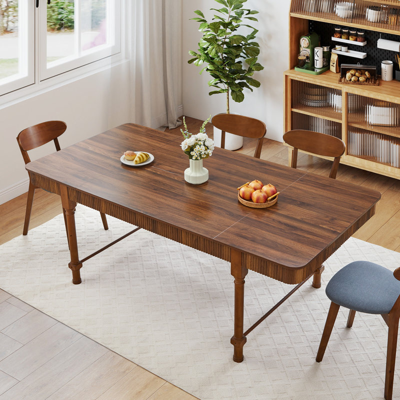 Table de salle à manger avec tiroir 78,74 po, Noyer