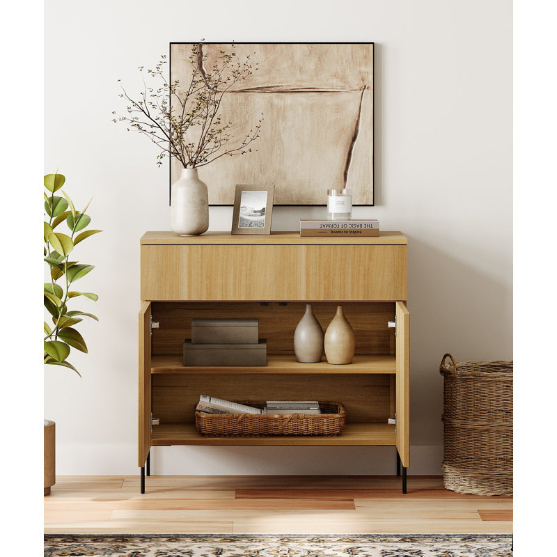 Union Rustic Modern Minimalist Nightstand Set Of 2, Wood End Table,Reeded Design Bedside Table For Bedroom, Living Room,Entryway