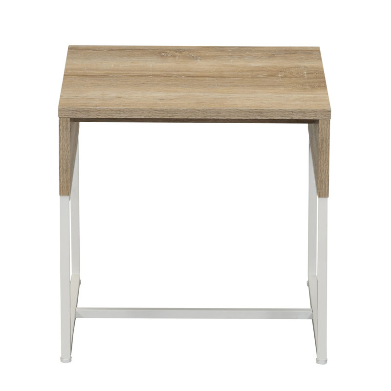 Coastal Oak & Iron Wrap End Table with White Frame, Coastal Oak