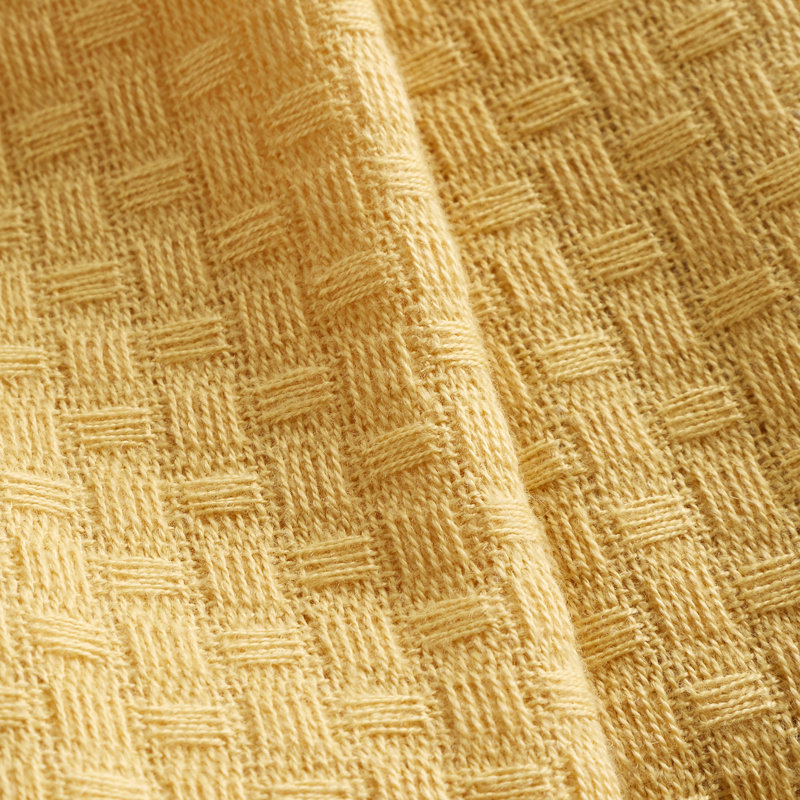 Lina Waffle Geo Blanket Throw Waffle Throw Blanket, Yellow