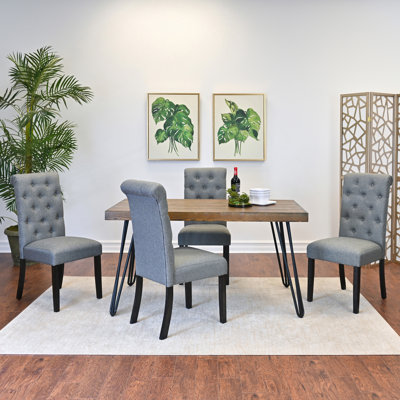 5-Piece Dining Set, Hairpin Dining Table With 4 Chairs, 4 Color Options