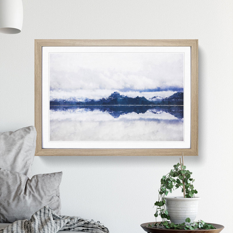 The Twin Lakes in Colorado - Picture Frame Painting Print, 24cm H x 33cm W x 2cm D, Oak Framed