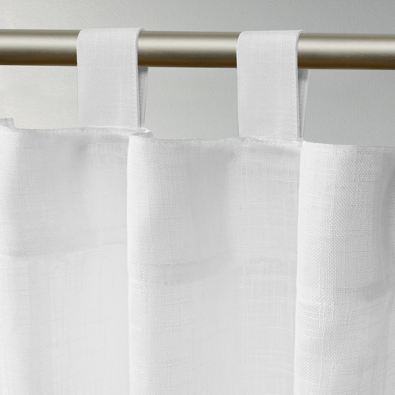 Bella Tab Top Sheer Curtain Pair, White, 54" x 96"