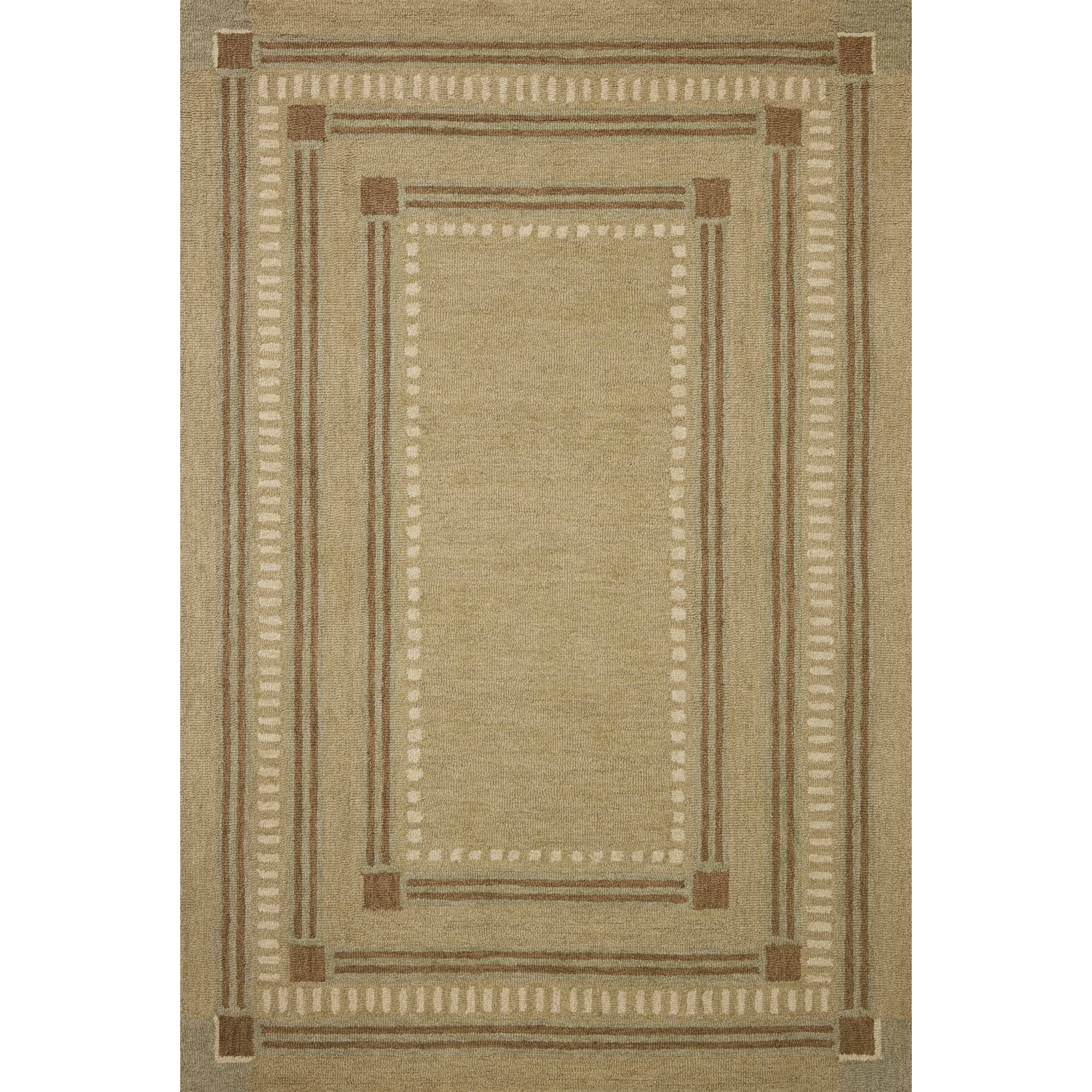 Alfie Green / Natural Area Rug, Square 1'6"