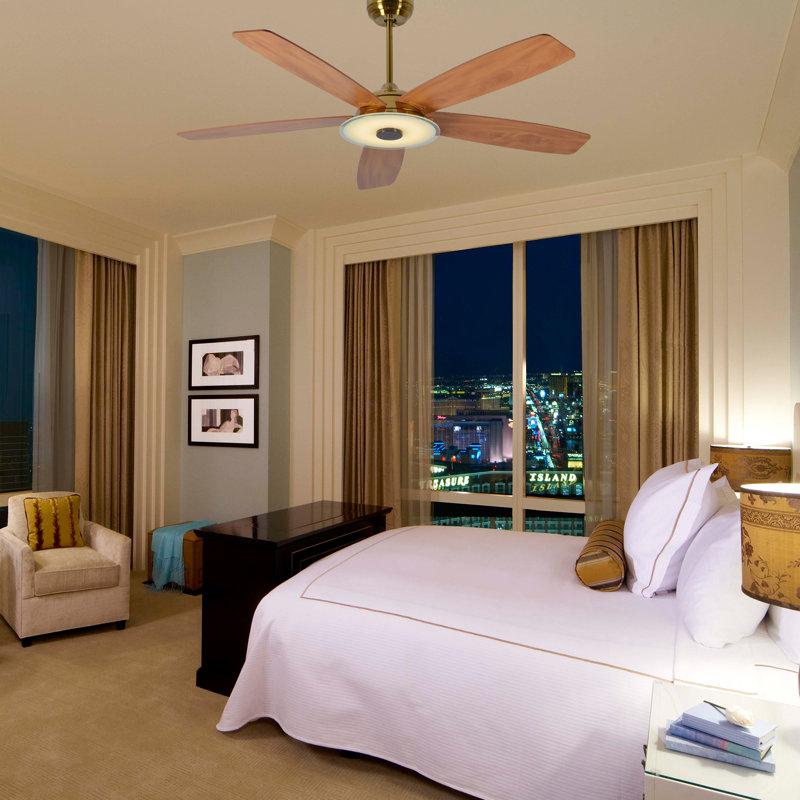 Striker 56'' Ceiling Fan with LED Lights, Brown, Gold