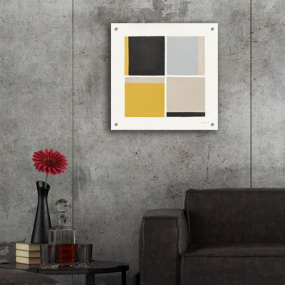  'Quadrants Yellow' by Danhui Nai Acrylic Glass Wall Art, 12" x 12"