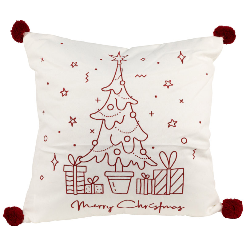Coussin décoratif 16 po blanc et rouge