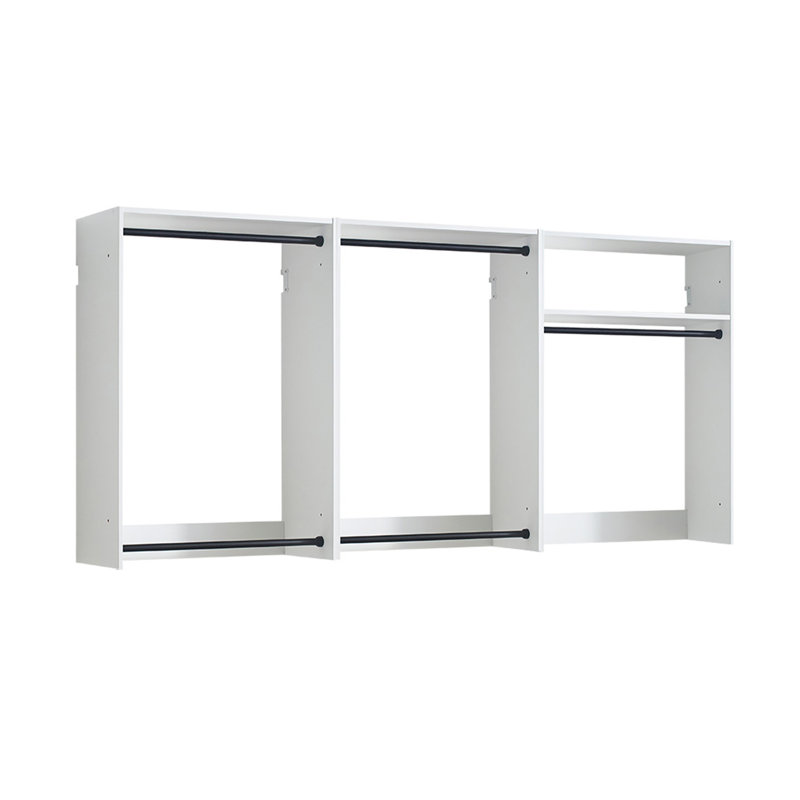 Ensemble de placard mural Vedz, 1 tablette, 5 tringles de suspension, mélamine, White/Black