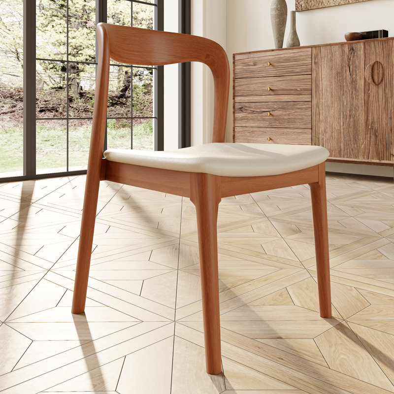 Table de salle à manger en bois massif Mid-Century, H 29,52 po x L 53,15 po x l 53,15 po, 7 pièces : table, 6 chaises