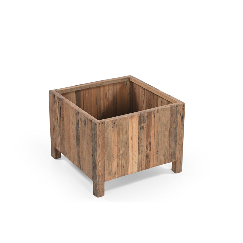 Pot à fleurs en bois, Brun, H 17,8 po x l 23,5 po x P 23,5 po