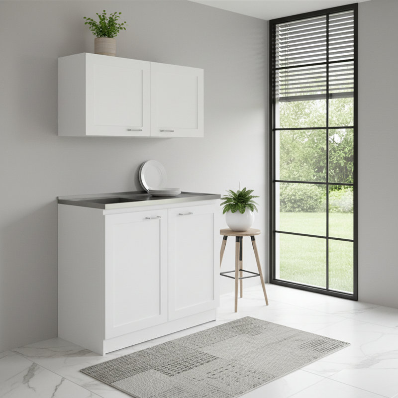 Ensemble d'armoires décoratives 42 "en bois noir et blanc avec quatre portes