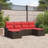 vidaXL Sofa Set with Cushion Manual 6 pcs Brown and Red Poly Rattan-1331137691
