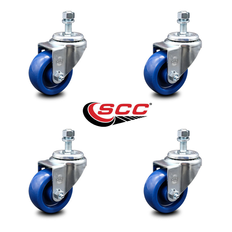 Ensemble de roulettes à tige filetée de 3,5 po en polyuréthane solide de 3/8 po SCC