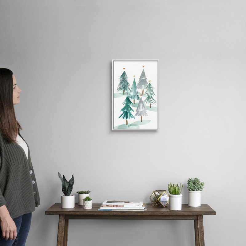 Ornement d'arbre I - reproduction d'art sur toile, Cadre blanc, H 20 po x l 14 po x P 1,75 po