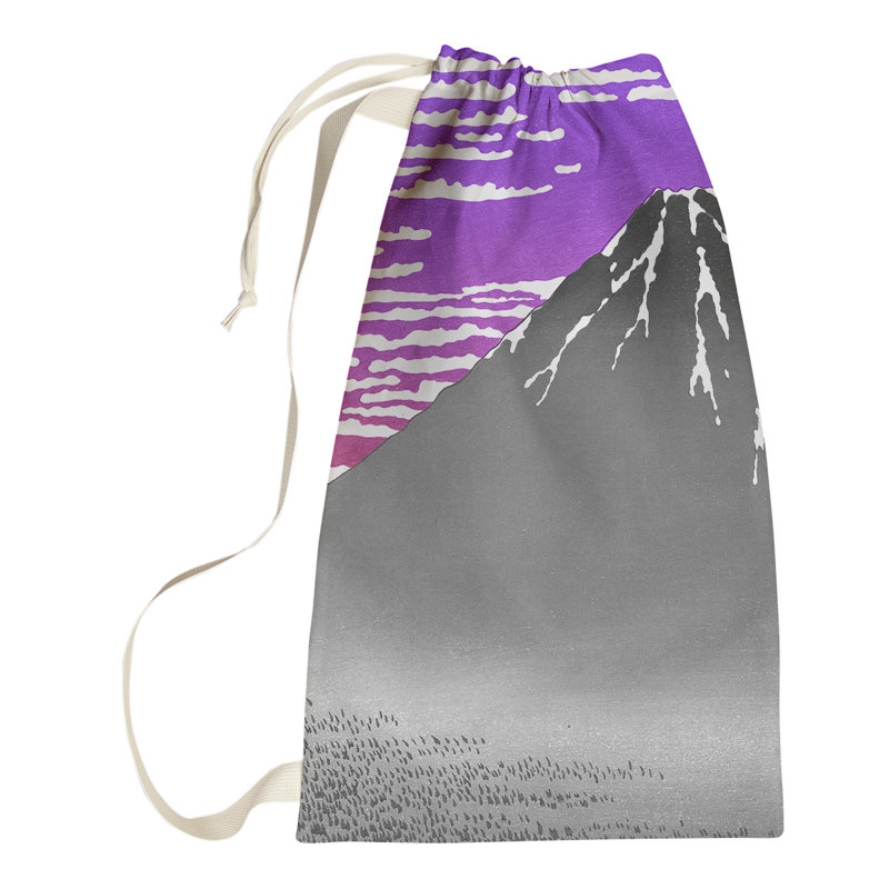 Sac à linge fin vent Katsushika Hokusai, Petit (H 64 po x l 20 po x P 1,5 po), Mauve / Gris