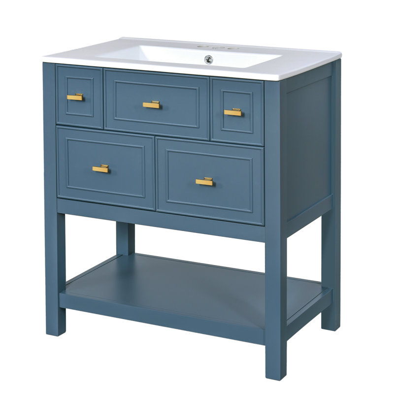 Ensemble de meuble-lavabo simple 30 po, Bleu