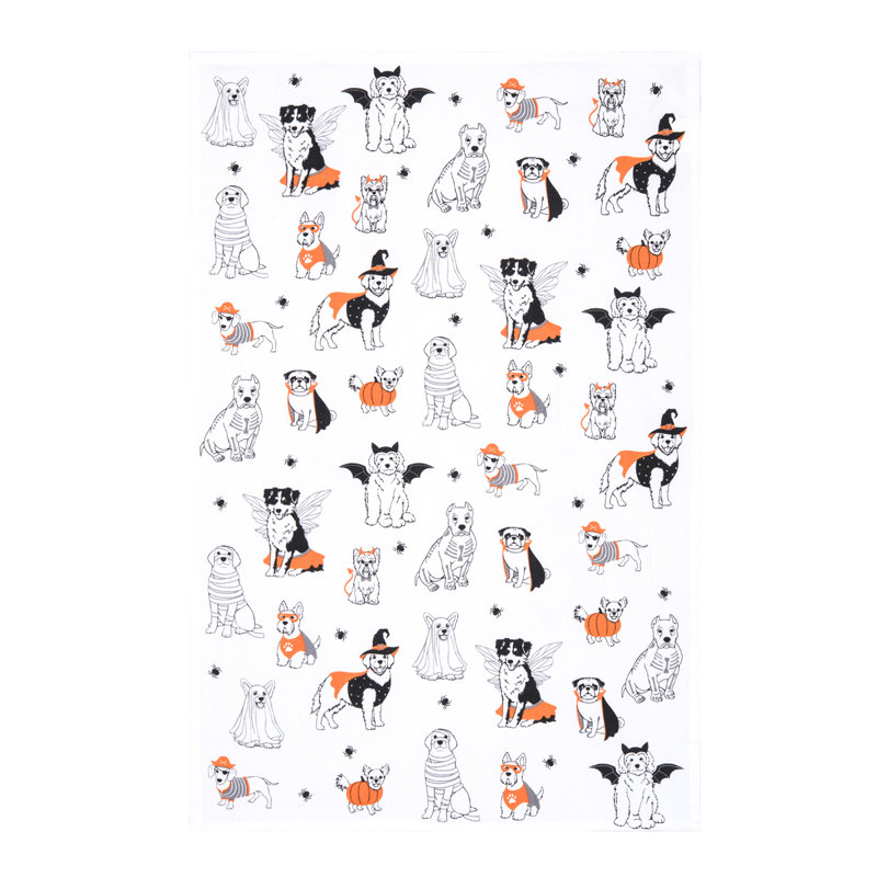 Torchon 100% coton Dogs Halloween