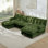 Canapé modulaire modulaire en forme de U de 138 po en forme de U avec 2 repose-pieds, canapé à 4 places en chenille profonde avec coussin en treillis confortable, chambre et appartement