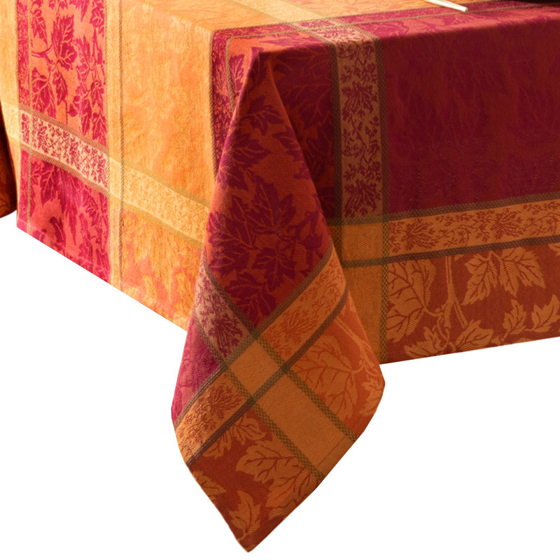 Erida Maplewood Jacquard Harvest Cotton Rectangle Tablecloth, 52" W x 70" L