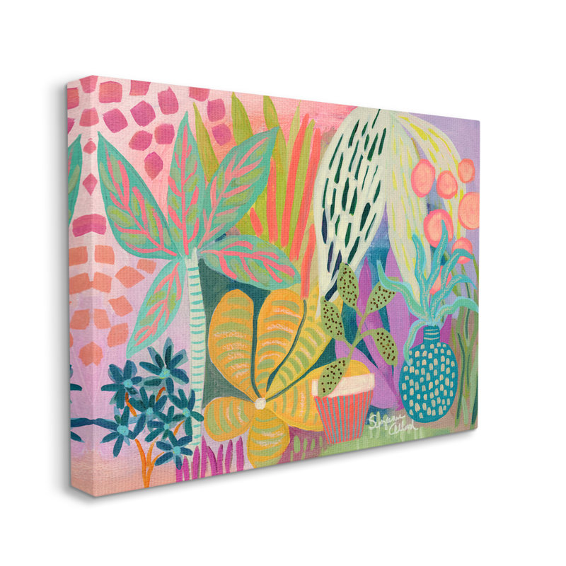 «Au-790-Canvas Modern Plants Abstract Shapes on Canvas» par Suzanne Allard, peinture, H 36 po x l 48 po x P 1,5 po