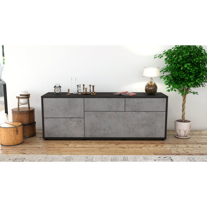 Yeates Unfinished TV Stand for TVs up to 60", Concrete / Matte Anthracite