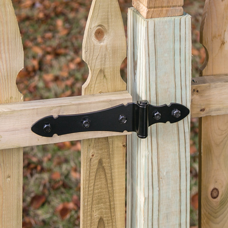 Black Powder Coated Steel Half Strap Hinge for Wood Gates