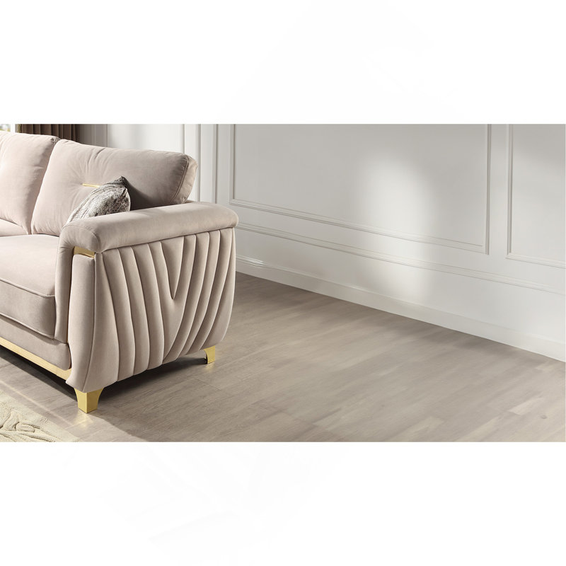 Canapé en tissu d'ameublement de style contemporain Leena, Beige