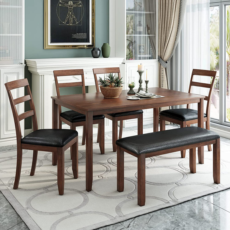 Extendable Solid Wood Solid Wood Top Four Leg Dining Set