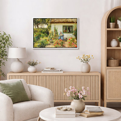 «Cottage Garden Lady», art de lecture, photos de salon de campagne, impression sur toile encadrée, impression numérique.