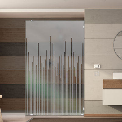 Écran de douche fixe en verre trempé 31 1/2 po x H 75 po avec motif sablé