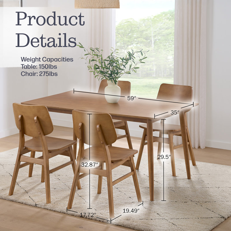  Ensemble de table de salle à manger pour 4 personnes avec chaises 59 pièces Furniture, Pacane chaude